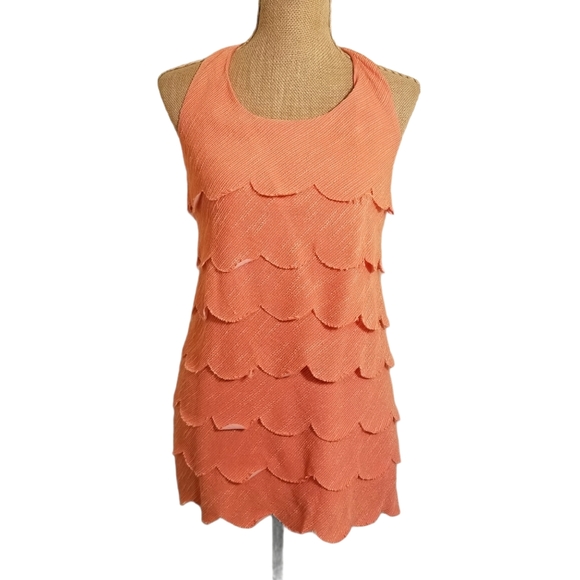 Ali Ro scalloped tiered coral mini dress size 6` - Picture 3 of 8